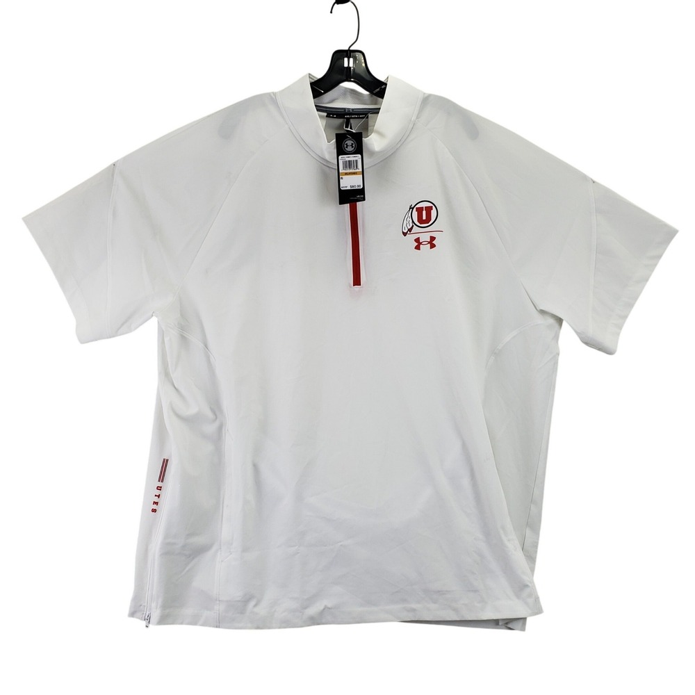 Utah Utes Under Armour Quarter Zip Mens 4XL White NCAA Football NWT Sideline